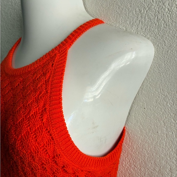 Eliza J Vibrant Orange Halter Midi Sheath Crochet Dress L - Picture 5 of 15